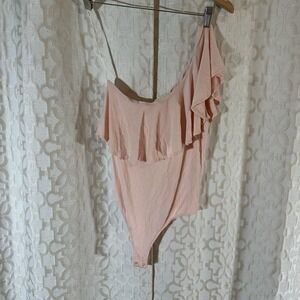 Forever 21 One Shoulder Light Pink Bodysuit Size Medium